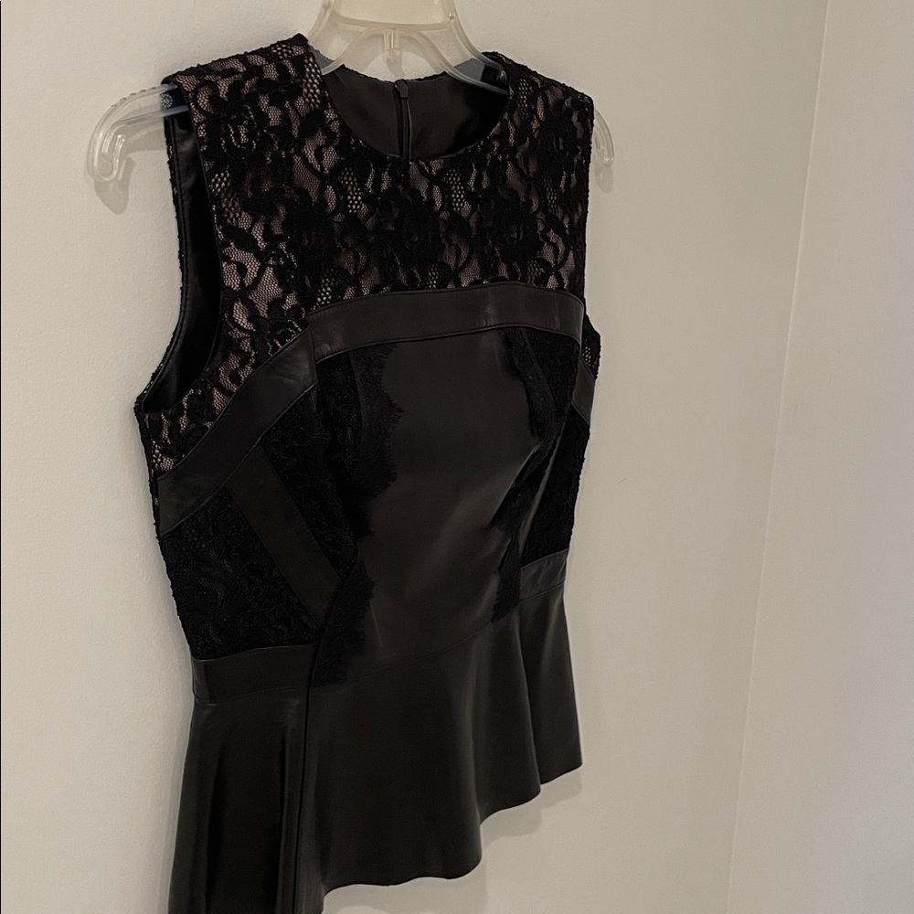 ANTONIO MELANI Black Lace and Leather Top - Picture 2 of 10